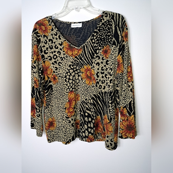 Coldwater Creek Tops - Coldwater Creek Size L / XL Women's Floral / Animal Print Top